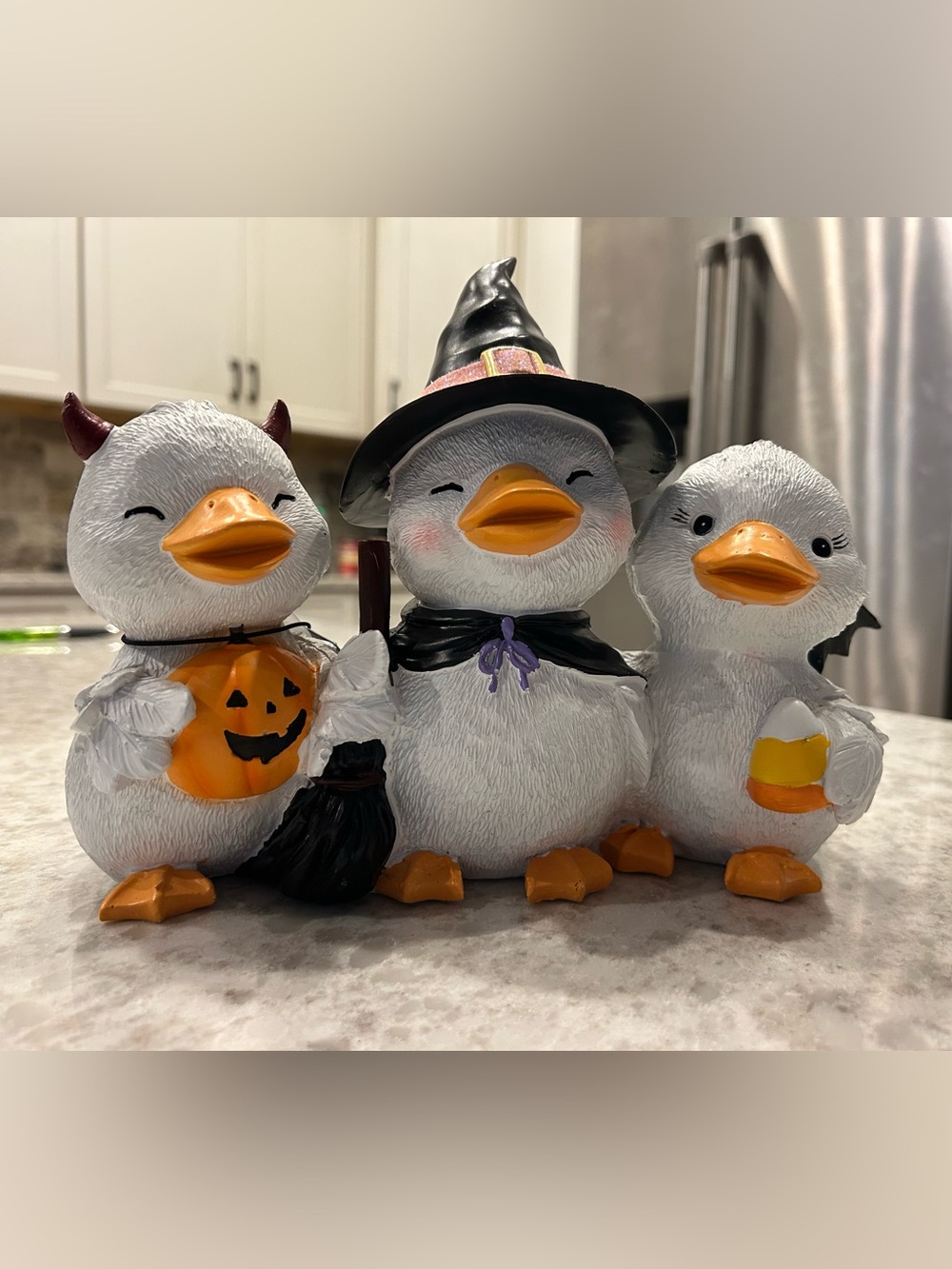 “New” Ghoulish Halloween Duck Trio -Devil/Witch/Bat